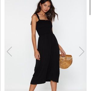 Forget What You Shirred Tie Midi Dress